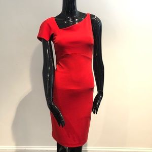 Nicole Miller Asymmetrical Shoulder Ponte Dress